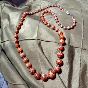 L-11 lot brown stone necklqce